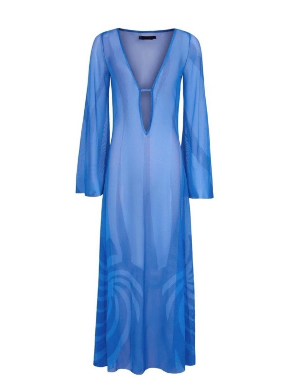 NWT STUNNING! Caroline Constas Sheer Maxi Swim Cover Up, Cobalt Blue, Size XS - Picture 3 of 16